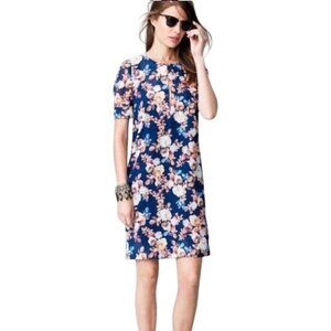 J. Crew J. Crew Blue Antique Floral 100% Silk Shift Dress Size 12T Romantic $188